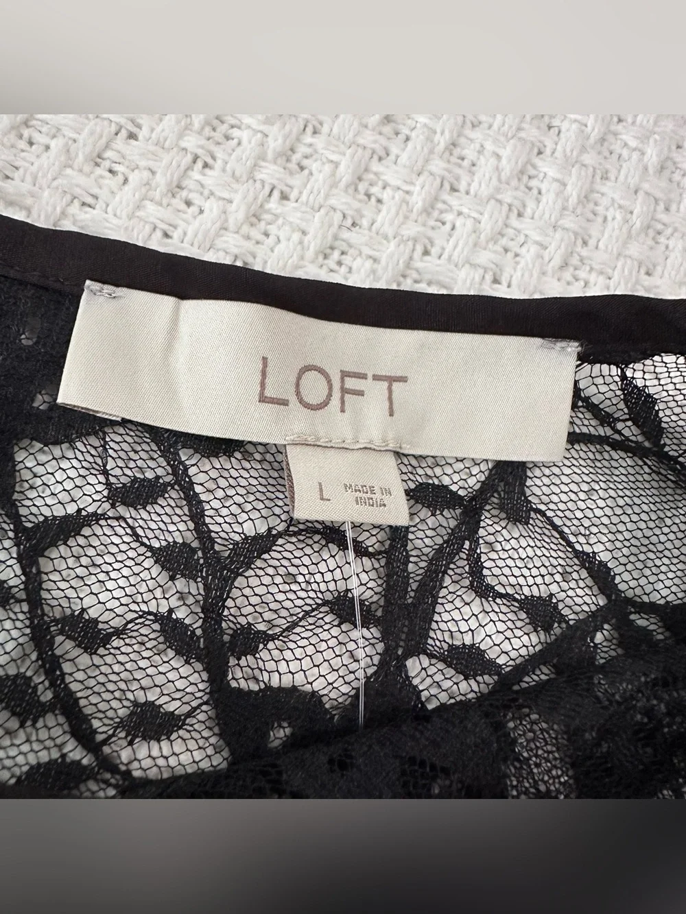 LOFT Black Floral Lace Sheer Longsleeve Top Womens Large Whimsigoth Victorian